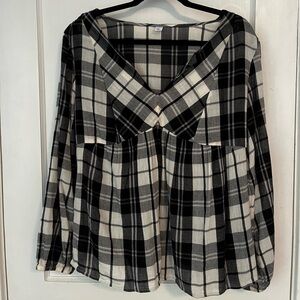🌟SOLD🌟 Plaid peplum blouse with balloon sleeves